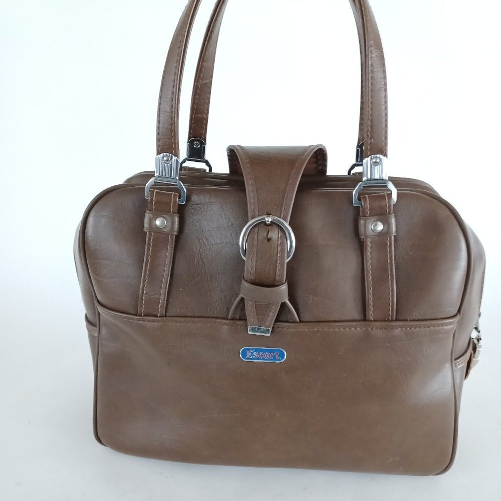 💼 Vintage Brown Faux Leather Shoulder Bag / Murse 💼